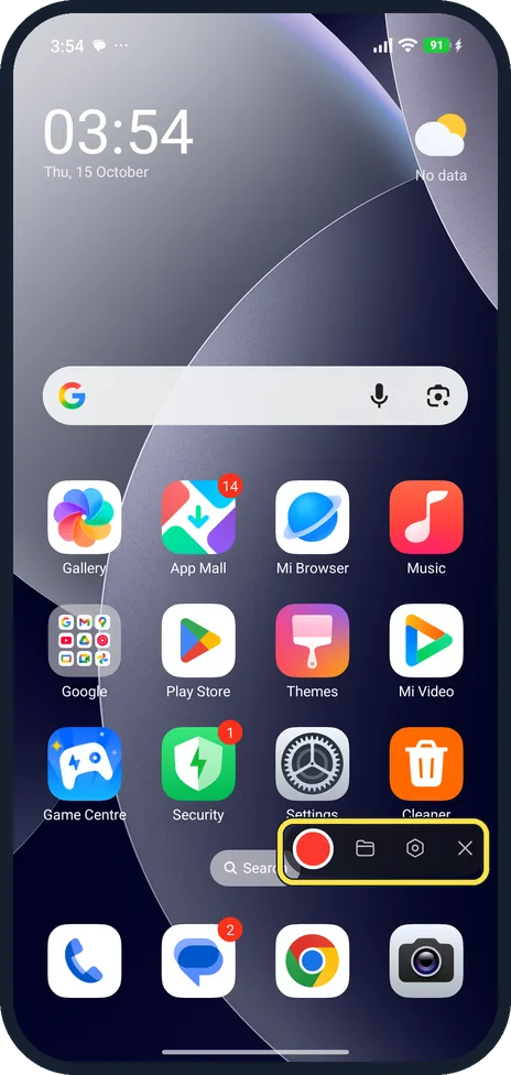Android screenshot: Tap the tile