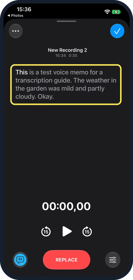 iPhone screen: Read the transcript