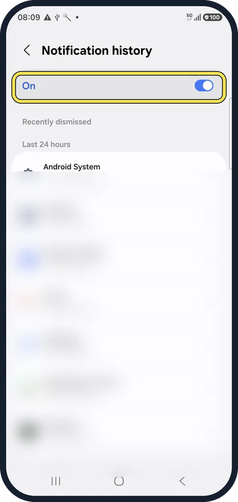 Android screenshot: Switch it on