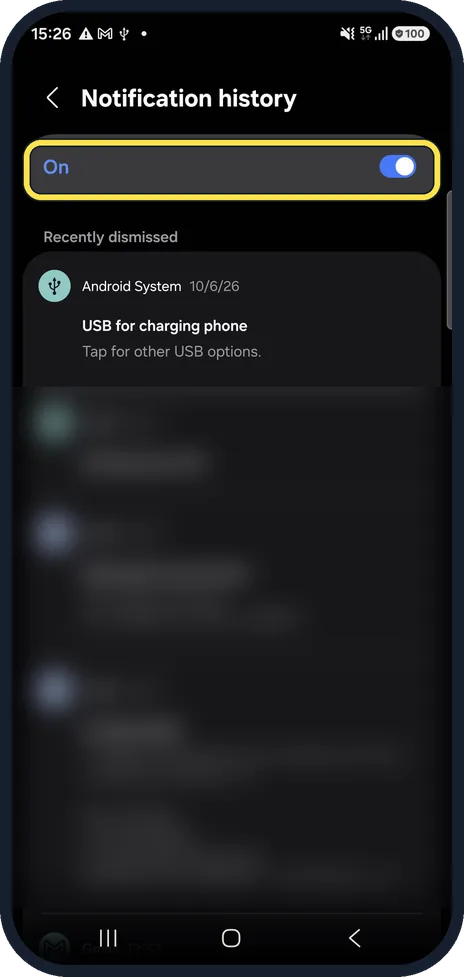 Android screenshot: Switch it on