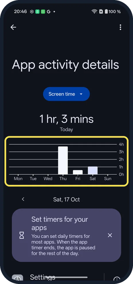 Android screenshot: See each app