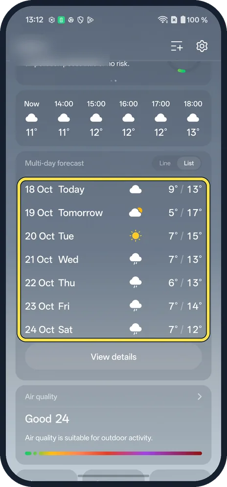 Android screenshot: Read the 7 days