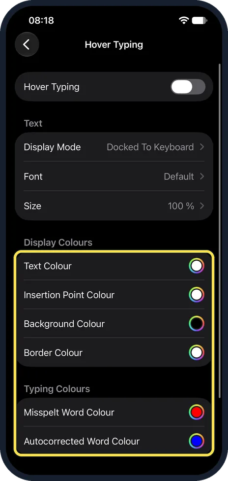 iPhone screen: Choose the colours