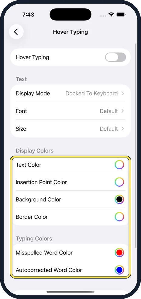 iPhone screen: Choose the colours