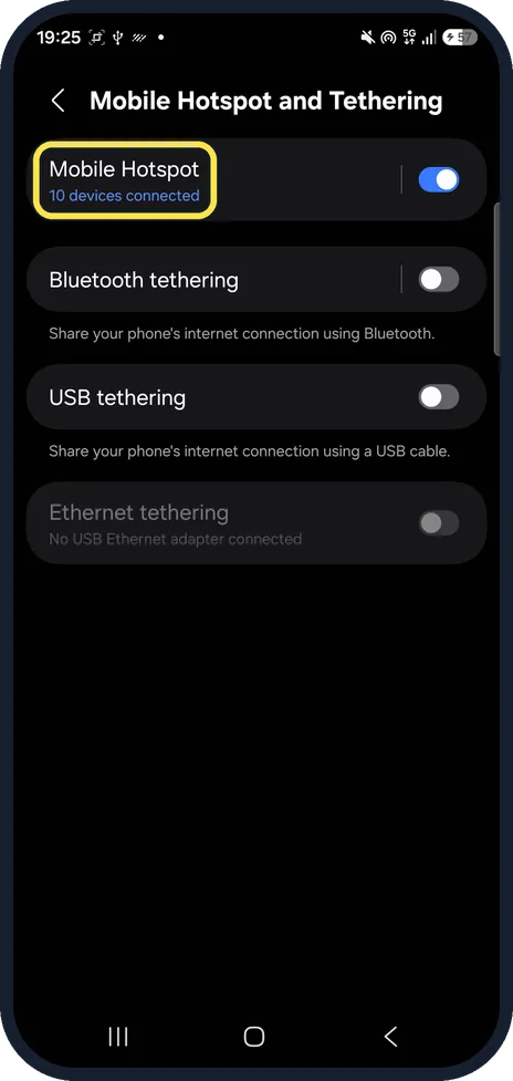 Screenshot from the guide: How to see who is connected to your Samsung Galaxy hotspot