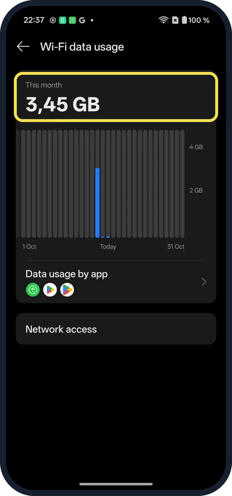 Android screenshot: See the total