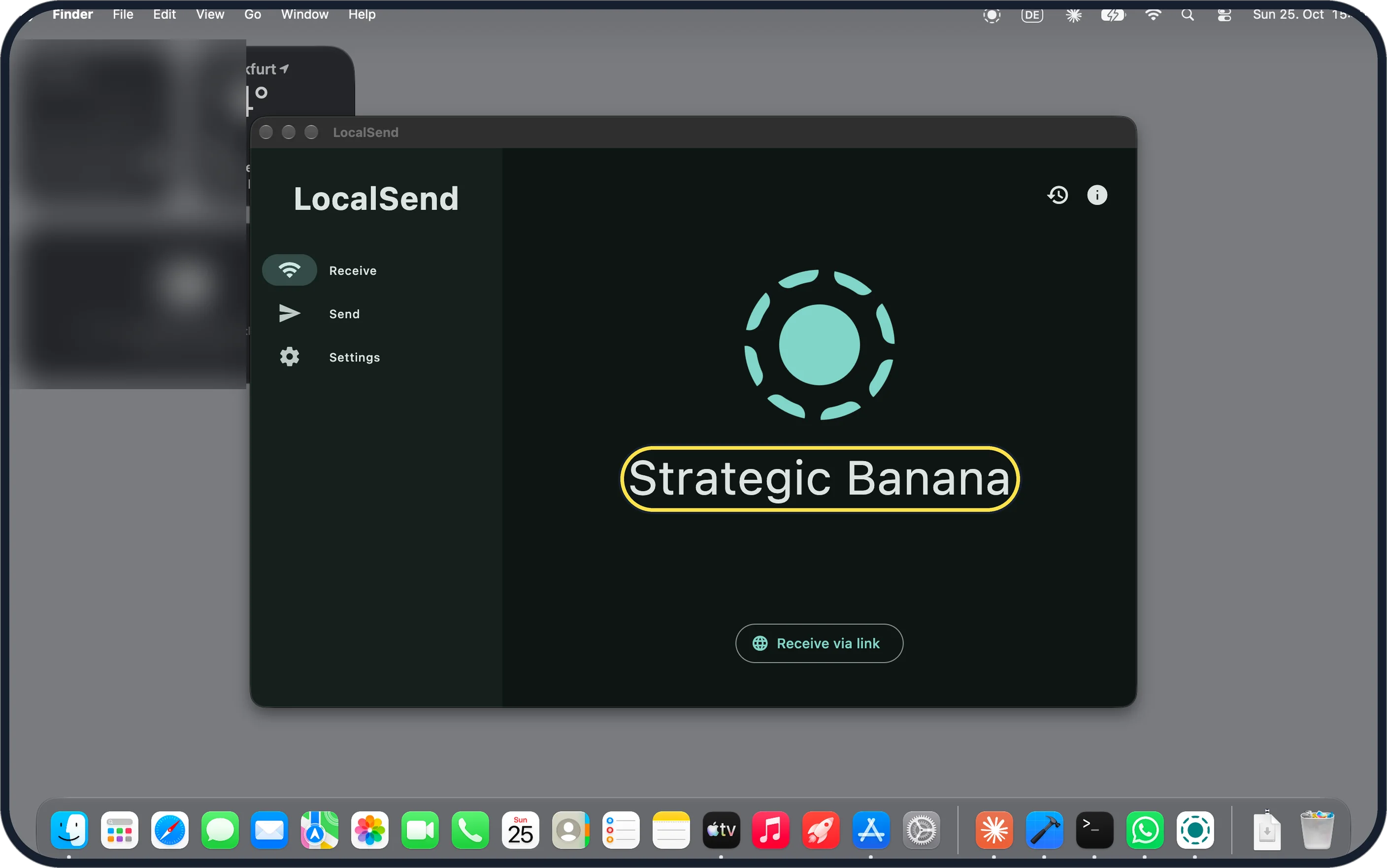 Mac screenshot: Leave LocalSend open on Receive