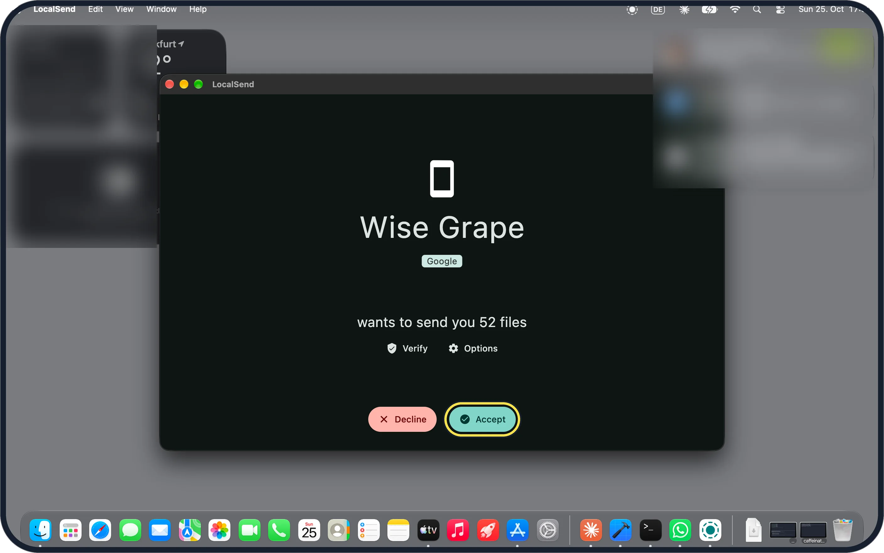 Mac screenshot: Click Accept on the Mac