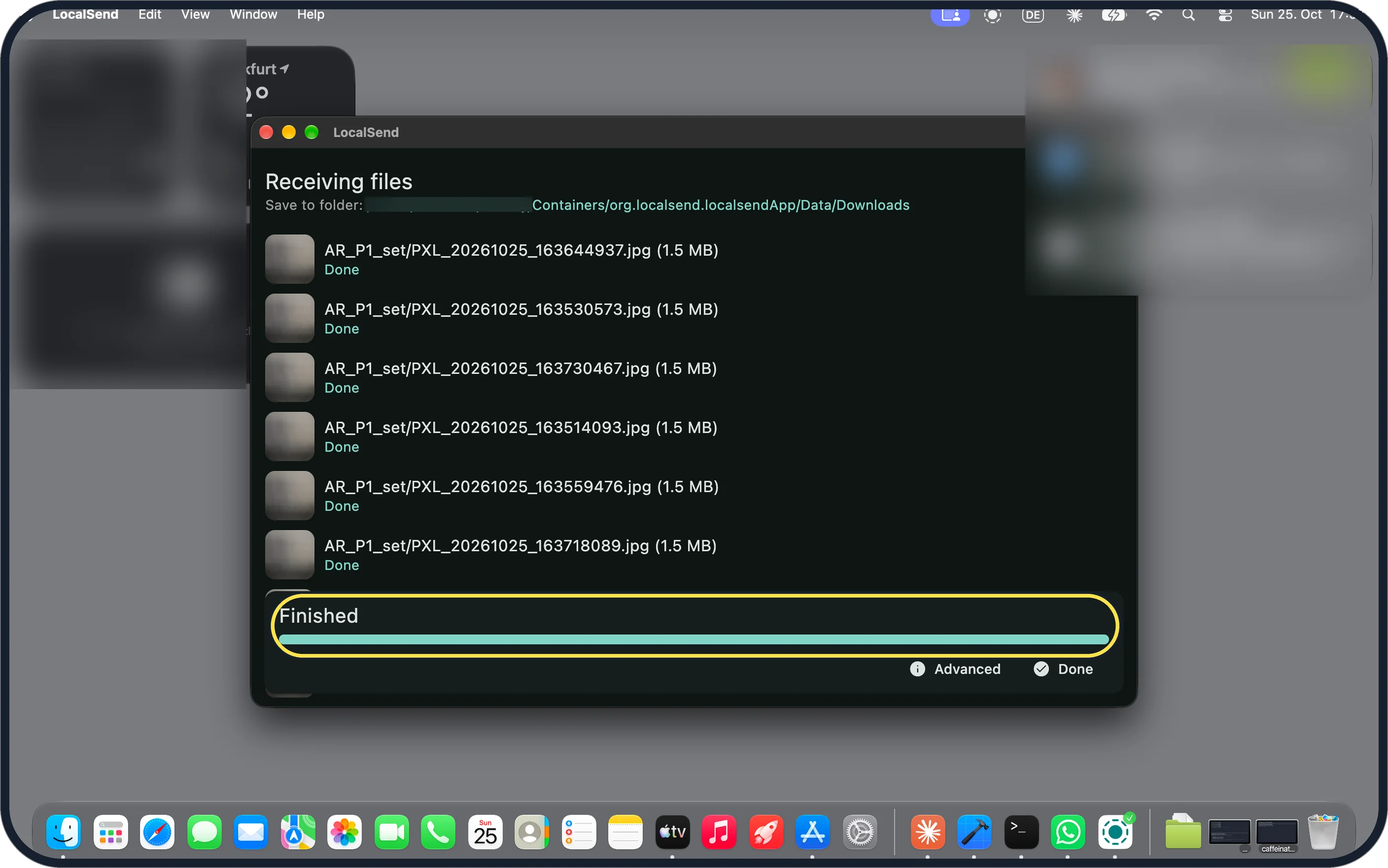 Mac screenshot: Wait for Finished