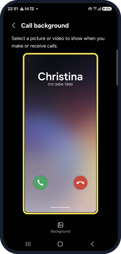 Android screenshot: Open Call background