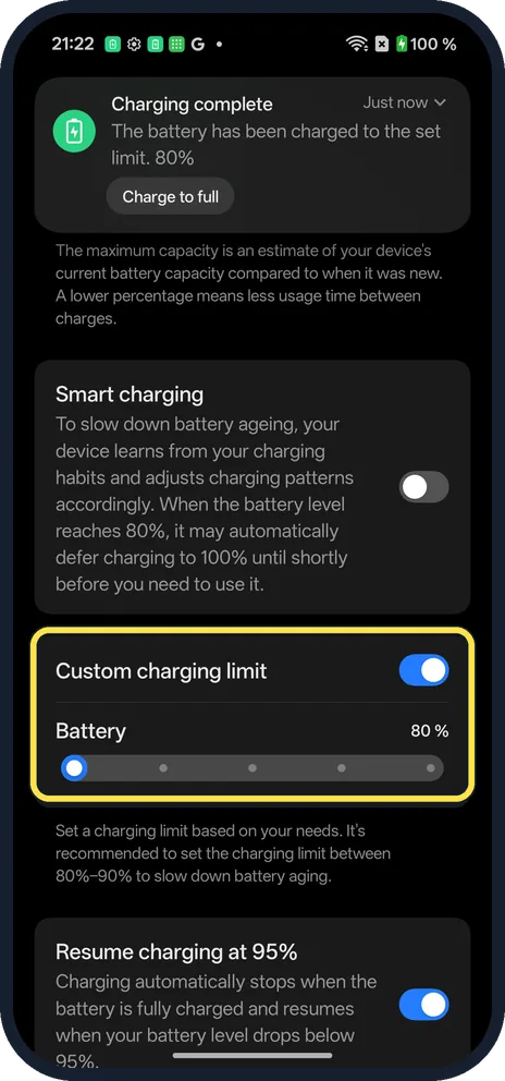 Android screenshot: Pick the limit