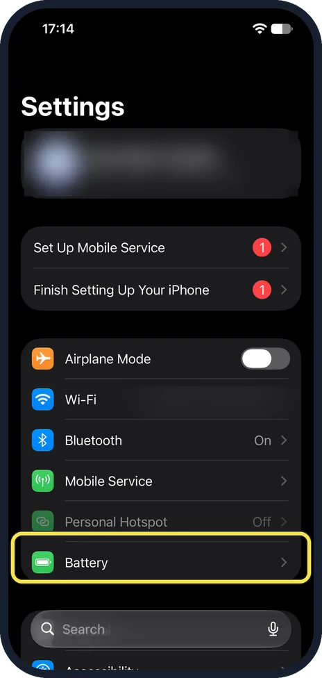 Screenshot from the guide: How to set a charging limit on an iPhone (iOS 27)