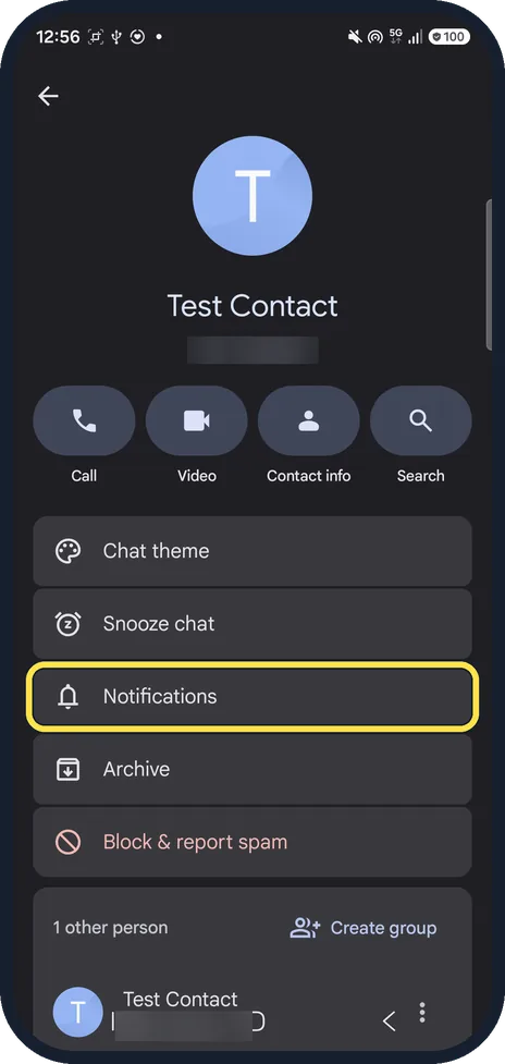 Android screenshot: Tap Notifications