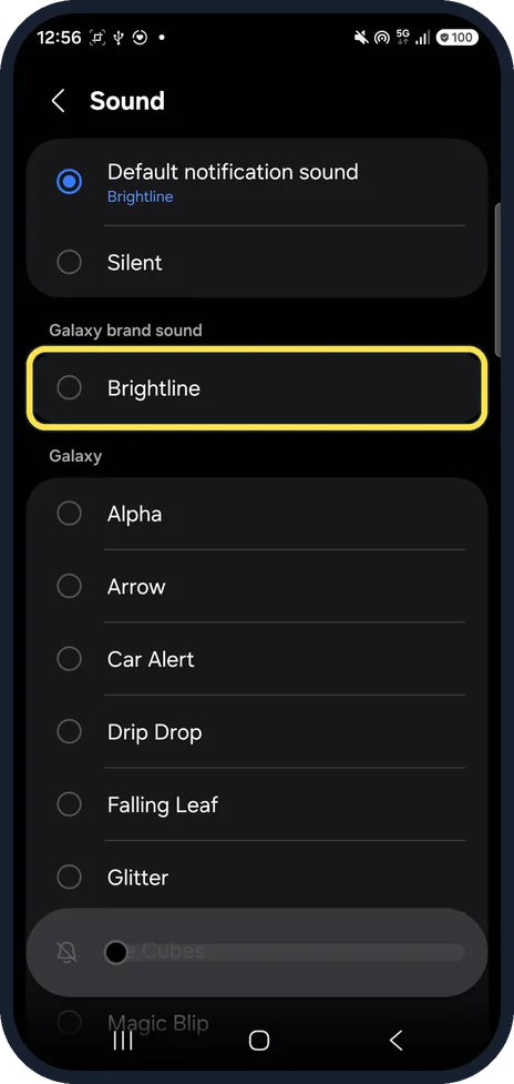 Android screenshot: Pick a tone
