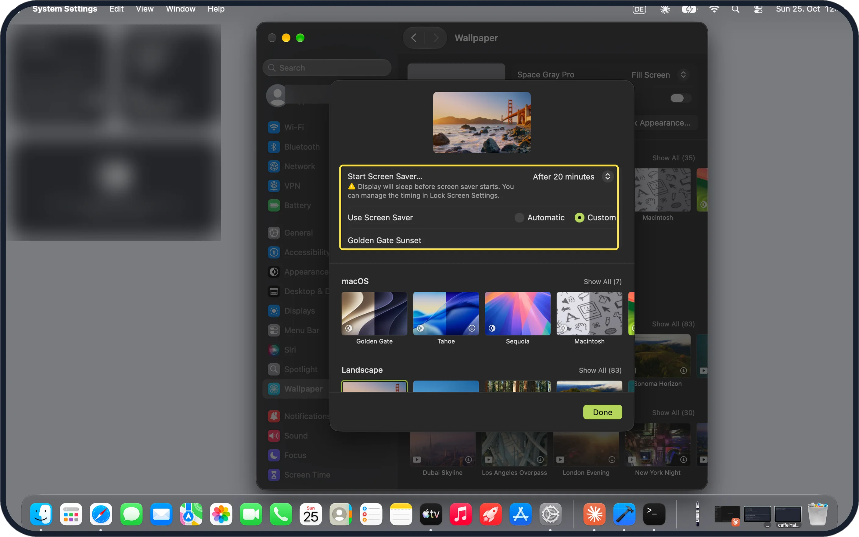 Mac screenshot: Set when it starts