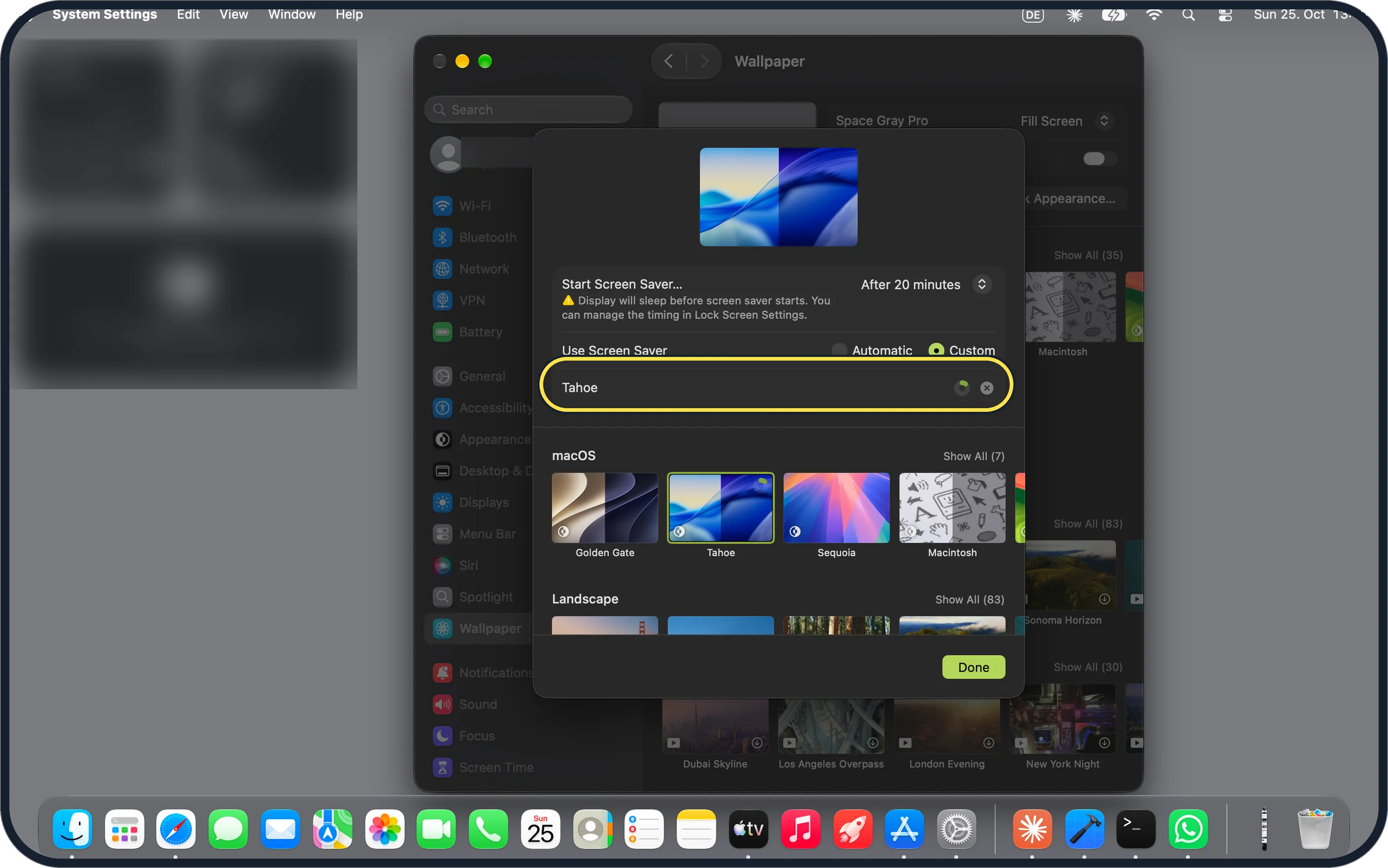 Mac screenshot: Pick a screen saver
