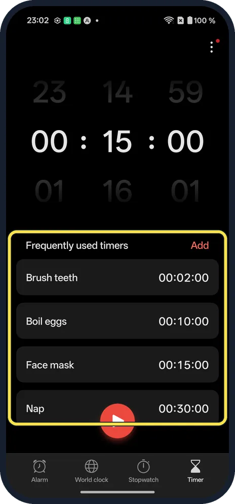 Android screenshot: Or pick a preset
