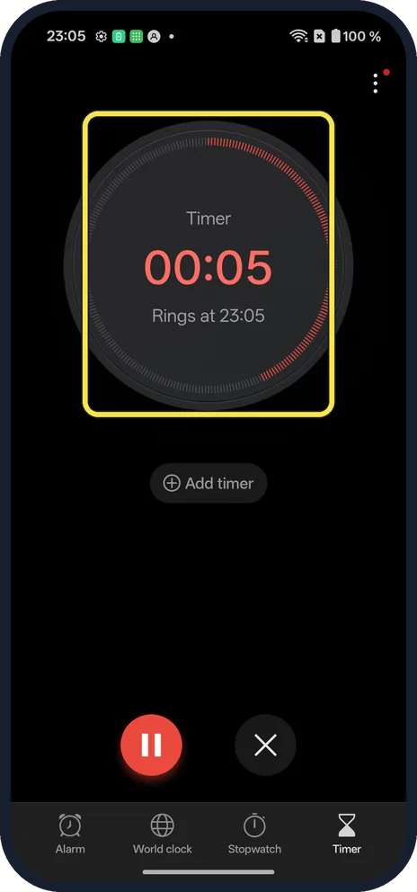 Android screenshot: Watch it count down