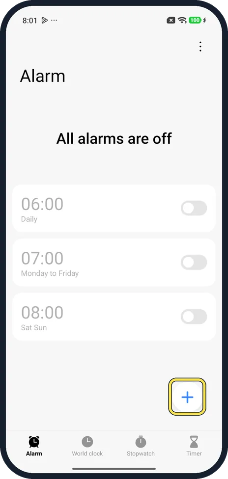 Android screenshot: Tap +