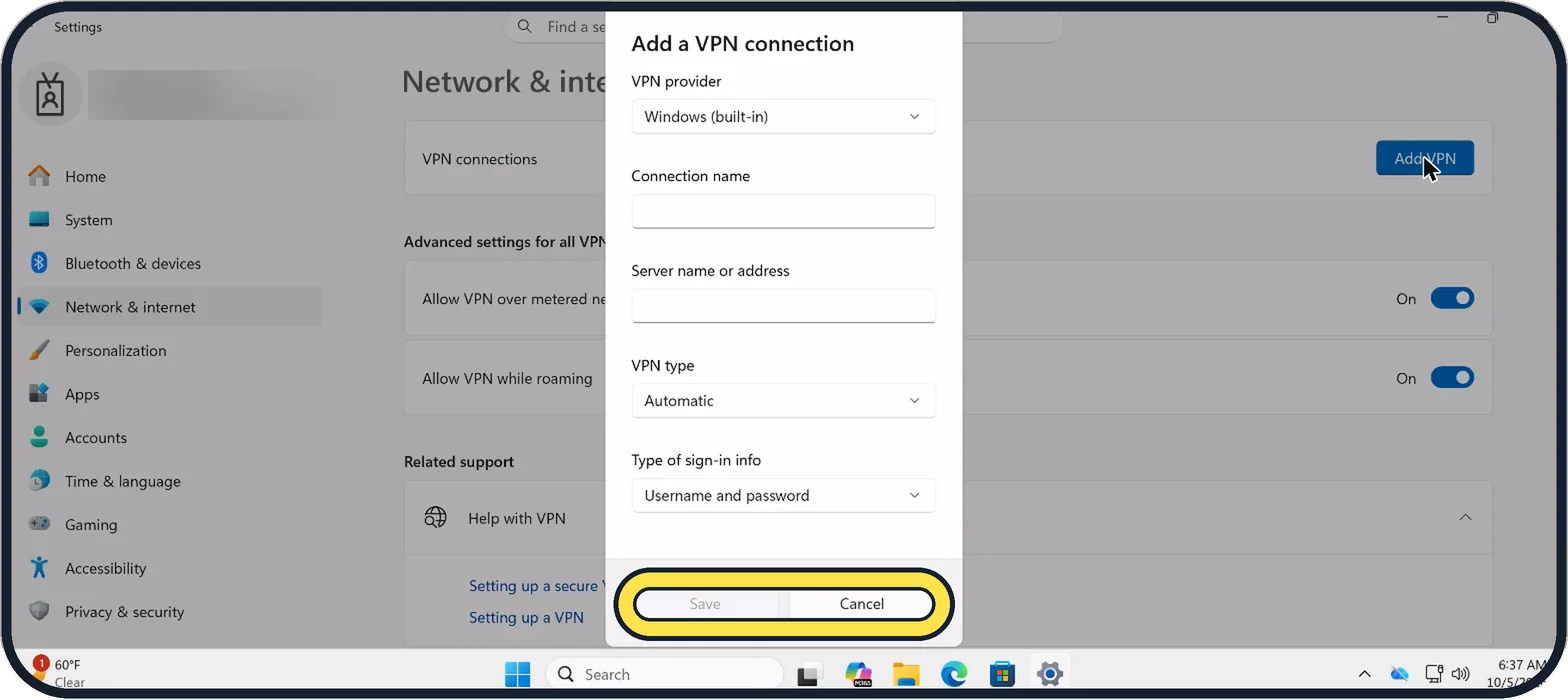 Windows screenshot: Click Save