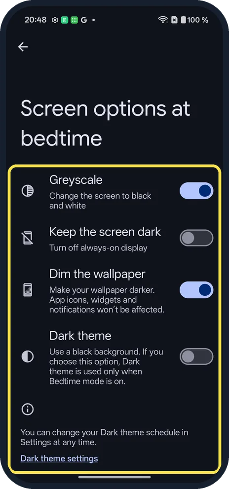 Android screenshot: Pick the screen options