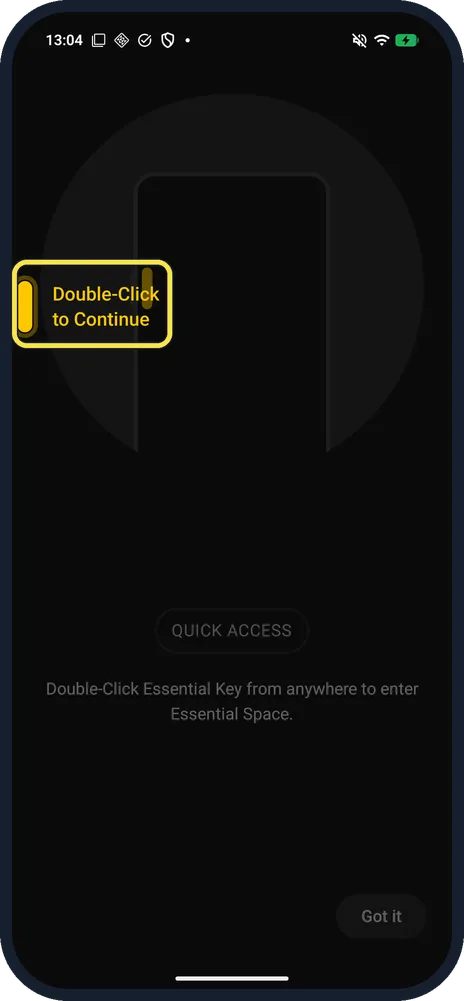 Android screenshot: Double-click the Essential Key