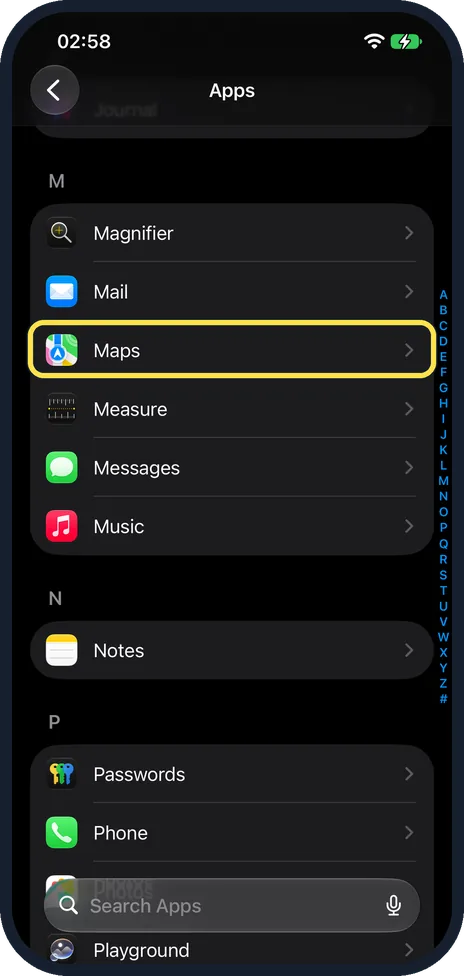 iPhone screen: Tap Maps