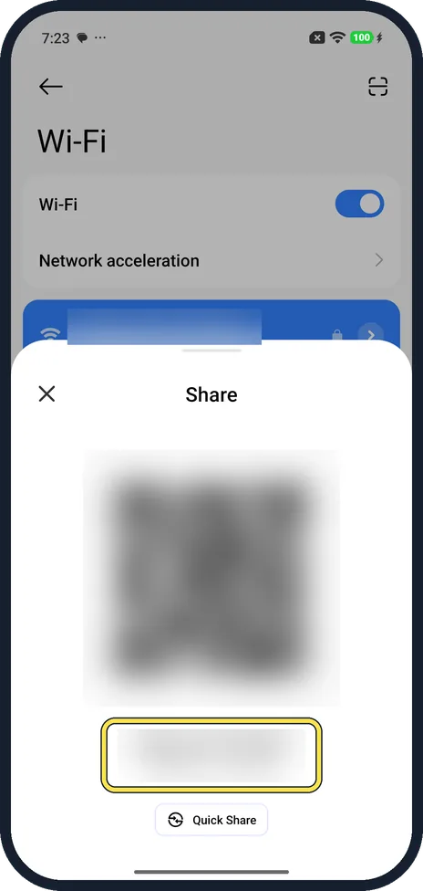 Android screenshot: Or read out the password
