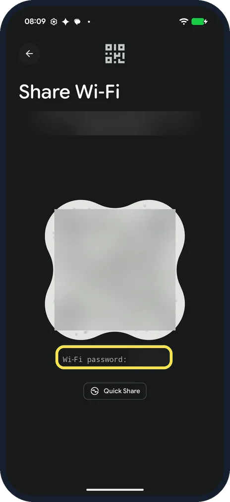 Android screenshot: Or read out the password