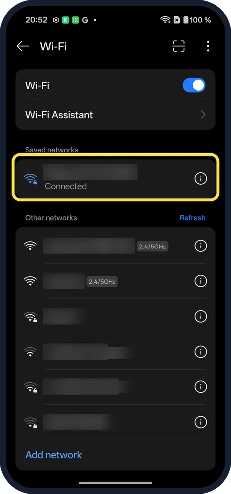 Screenshot from the guide: How to share a Wi-Fi password on a OnePlus (OxygenOS 16)