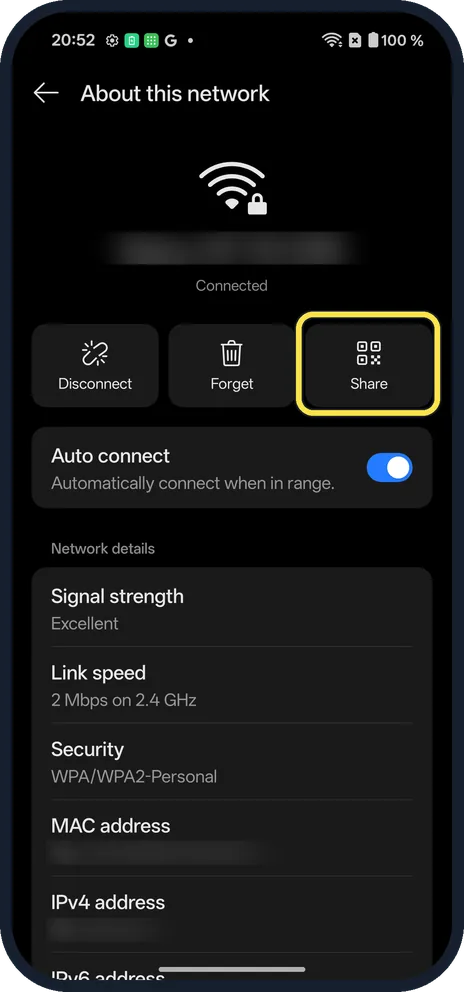 Android screenshot: Tap Share
