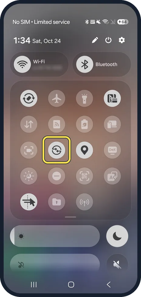 Android screenshot: To receive, tap Quick Share in the quick panel
