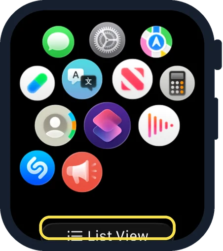 Apple Watch screen: Press the Digital Crown and scroll to the bottom