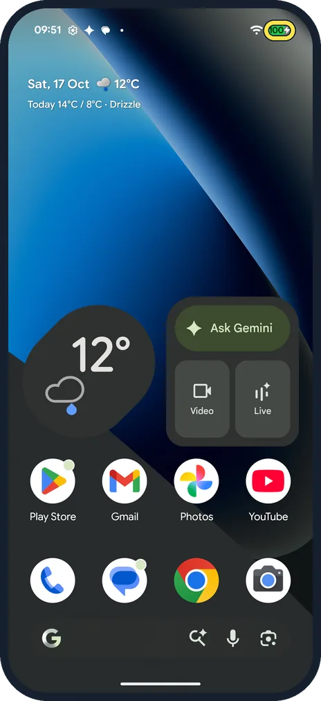 Android screenshot: See the percentage