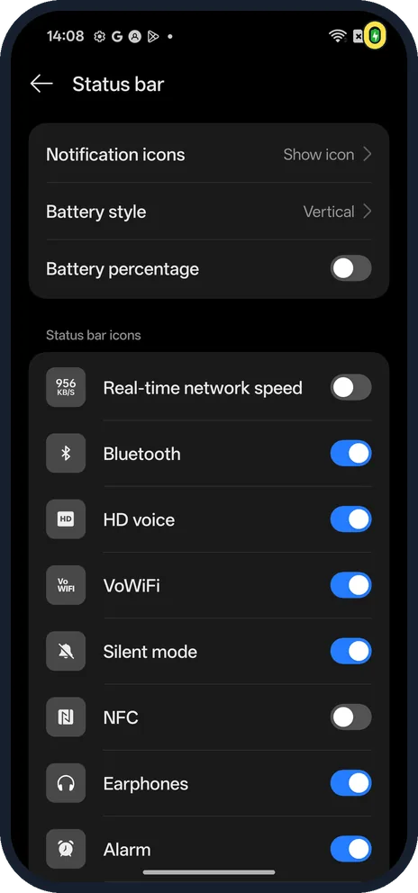 Android screenshot: Off: no number