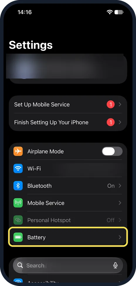 Screenshot from the guide: How to show the battery percentage on an iPhone (iOS 27)