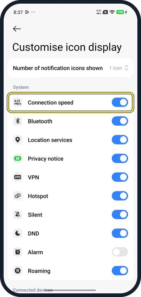 Android screenshot: Turn it on