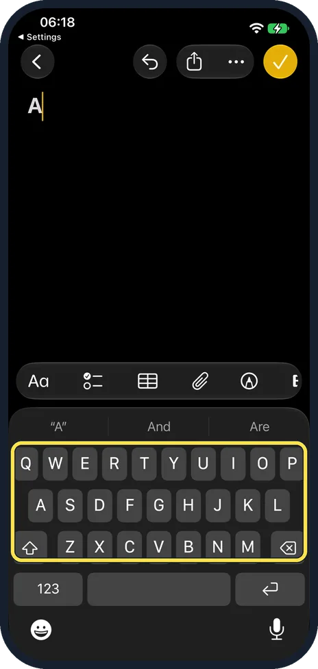iPhone screen: Check the keyboard