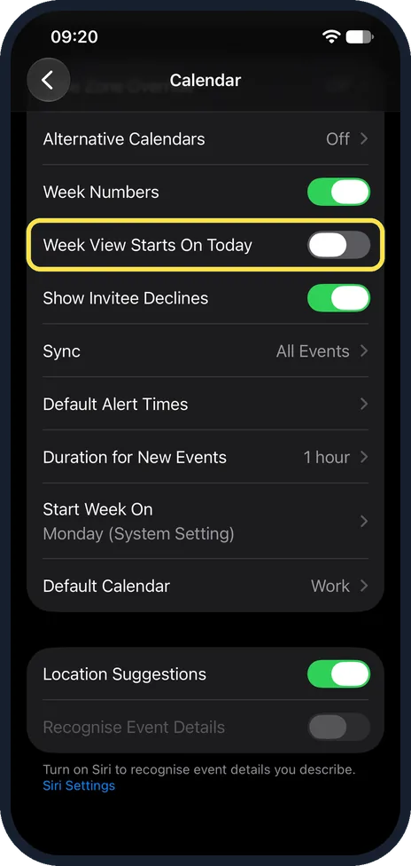 iPhone screen: Look at the switch below it