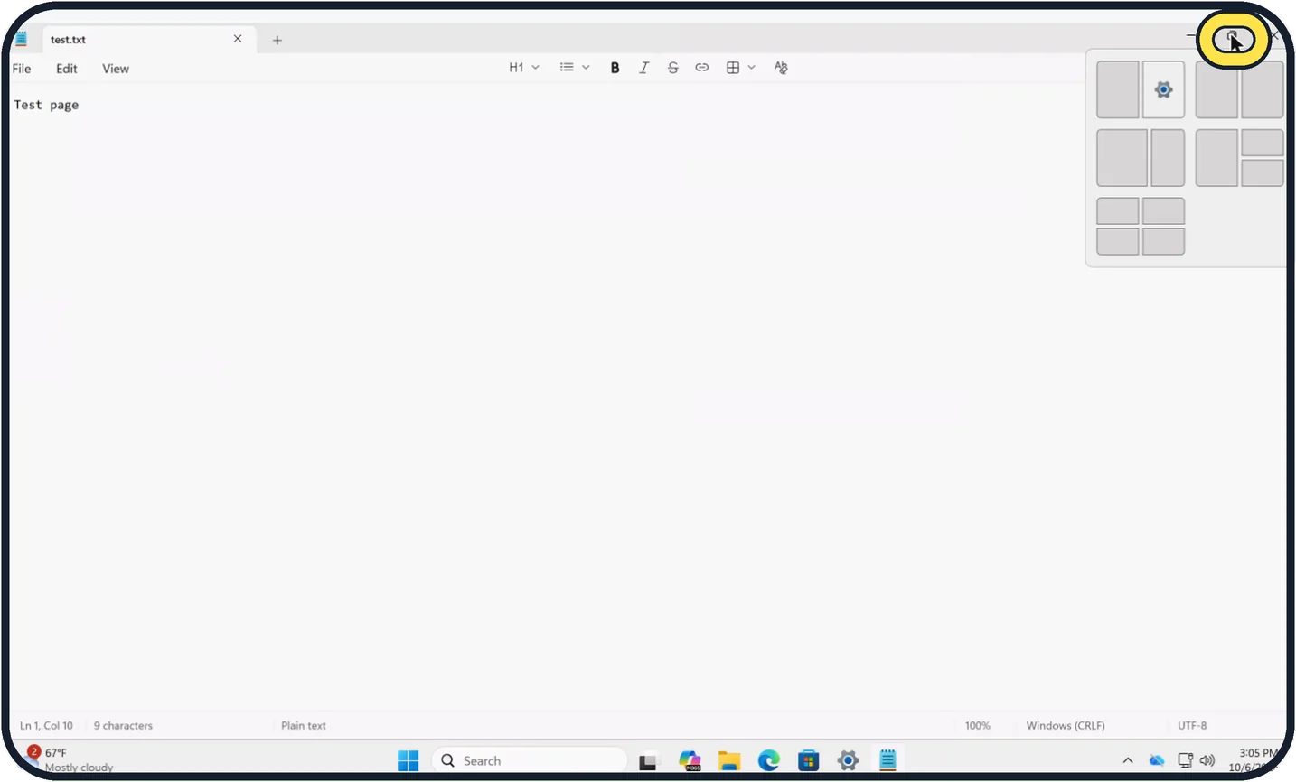 Screenshot from the guide: How to split the screen on Windows 11 with Snap layouts