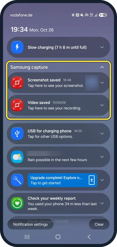 Android screenshot: Tap the number to open the stack