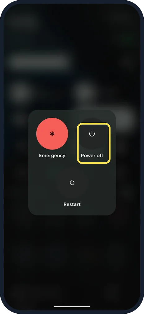 Android screenshot: Touch and hold Power off