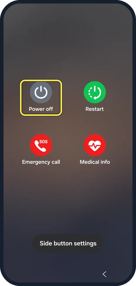 Android screenshot: Touch and hold Power off