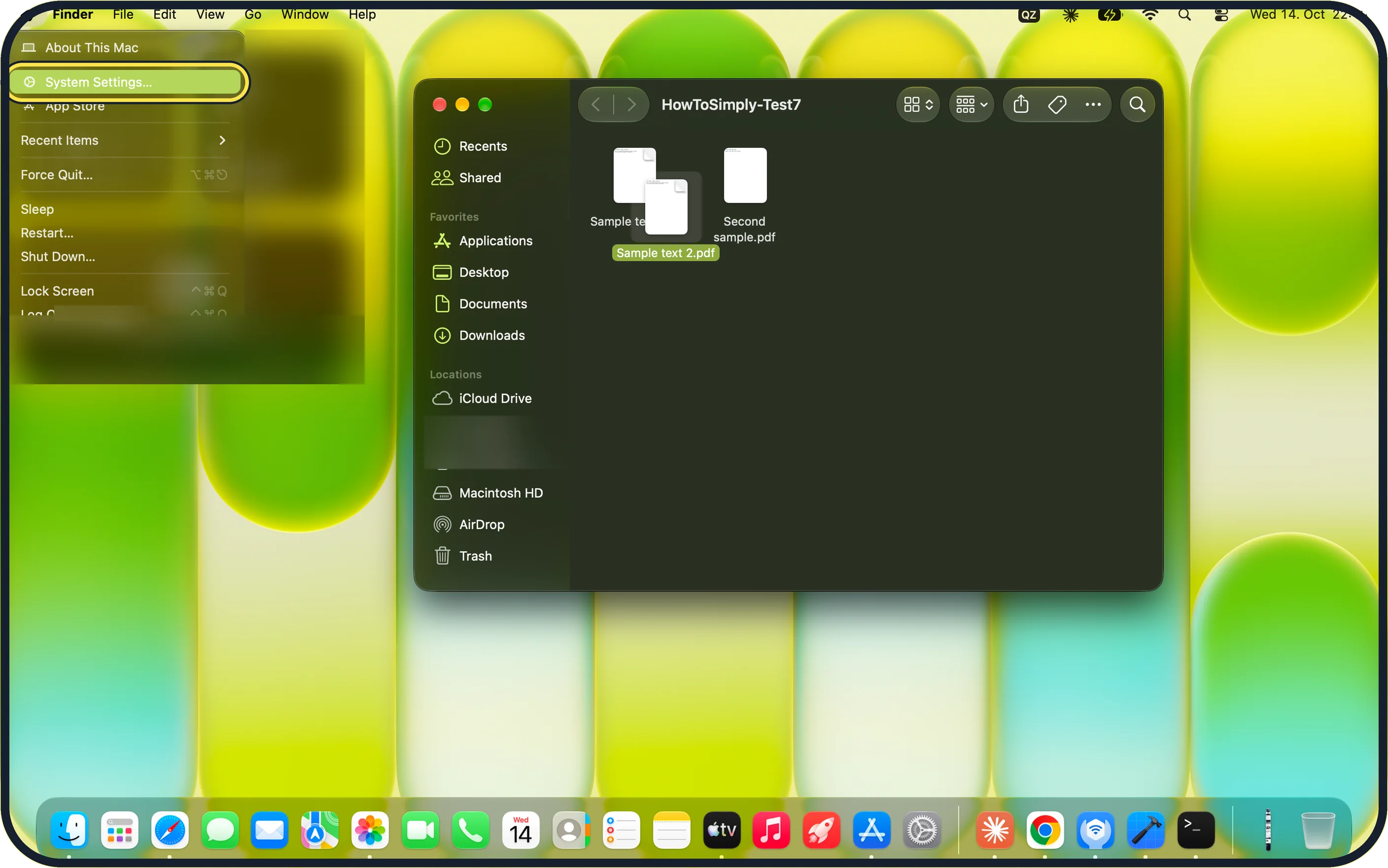 Mac screenshot: Open System Settings