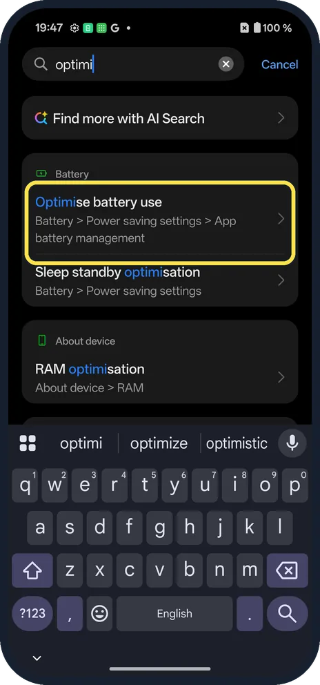 Screenshot from the guide: How to stop a OnePlus closing apps in the background