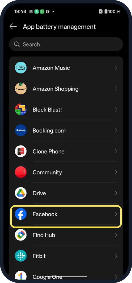 Android screenshot: Tap the app