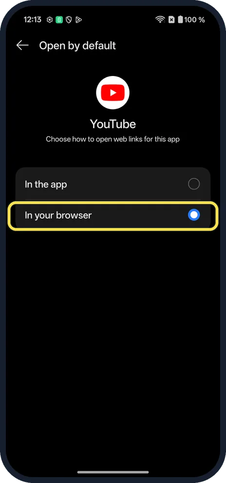 Android screenshot: Tap In your browser