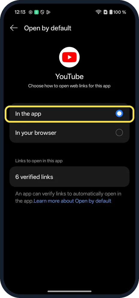 Android screenshot: To undo, tap In the app