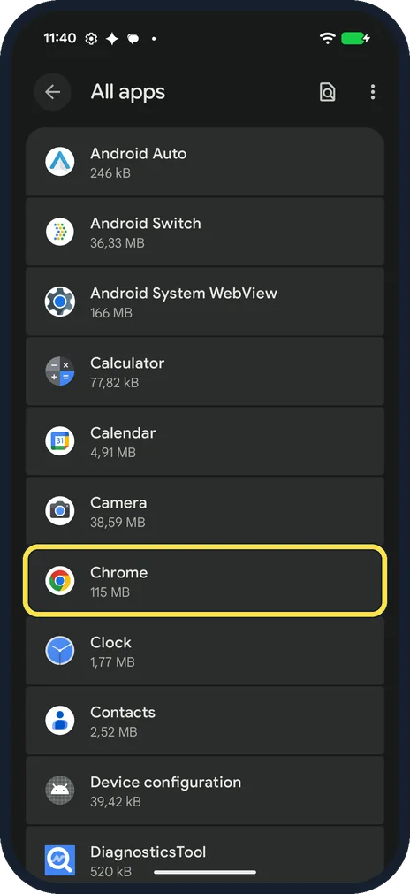 Android screenshot: Tap the app