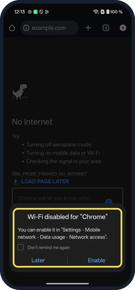 Android screenshot: Check the app